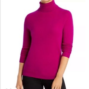 C by Bloomingdales Magenta Cashmere Turtleneck Sweater Small